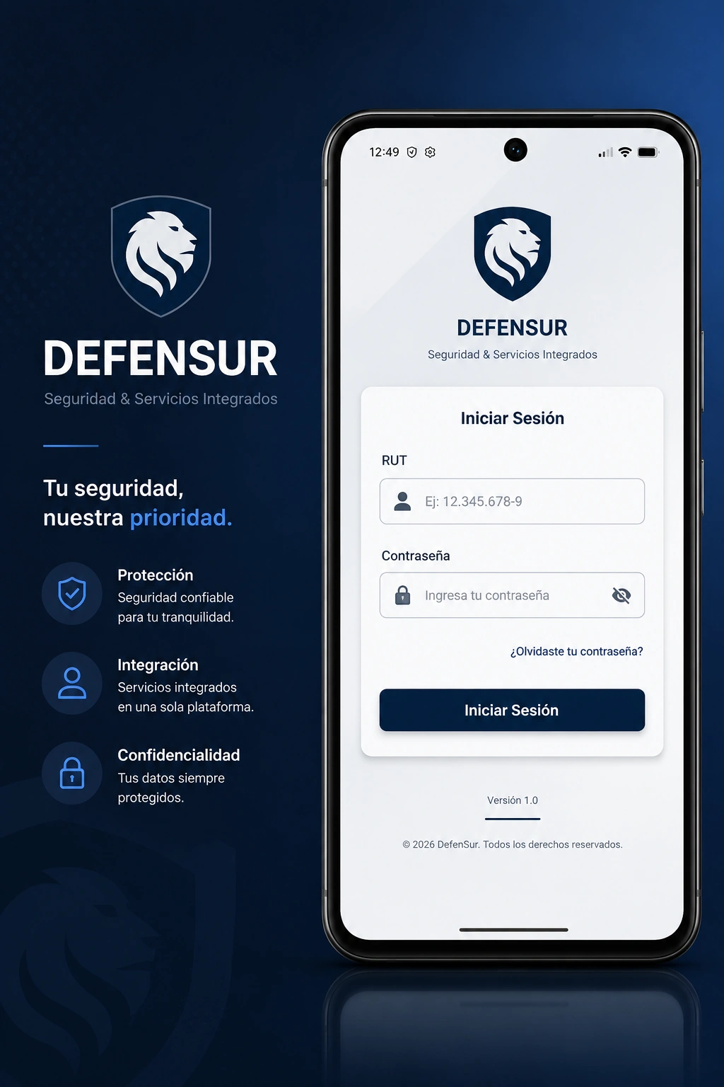 App Defensur Seguridad para guardias - Vista móvil